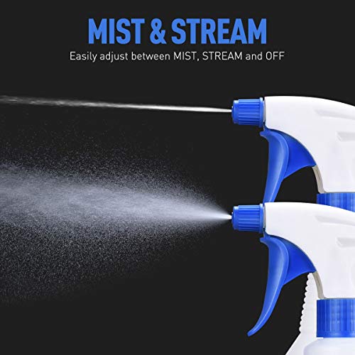 Plastic Spray Bottle 4 Pack 24 Oz (Upgraded Sprayer) All-Purpose Heavy Duty Empty Spraying Mist Squirt Water Bottles Cleaning Solutions, Bleach/Vinegar/BBQ/Rubbing Alcohol Safe with Measurements