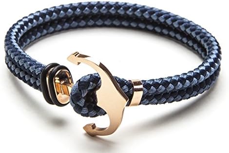 Vice Bracelet Blue Double Tone Strand / Rose Gold Anchor Medium 7.5 inch