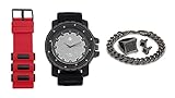 Techno Pave Iced Out Watch + Interchangeable Band + Cuban Bracelet + Iced Out Earrings & Ring [Gift Set]