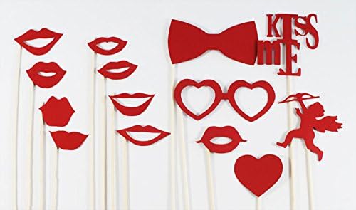 TTKBHHQ 13pcs Photo Booth Props, Booth Party Props Lips 0n a Stick Red Beard, Lips Kissme So Cute Material Glitter Foamy