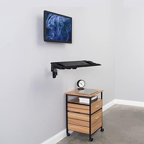 MOUNT-VWKB1 Support mural pour écran simple avec bras pneumatique et plateau de clavier réglable en hauteur, VESA max 100 x 100 mm, noir