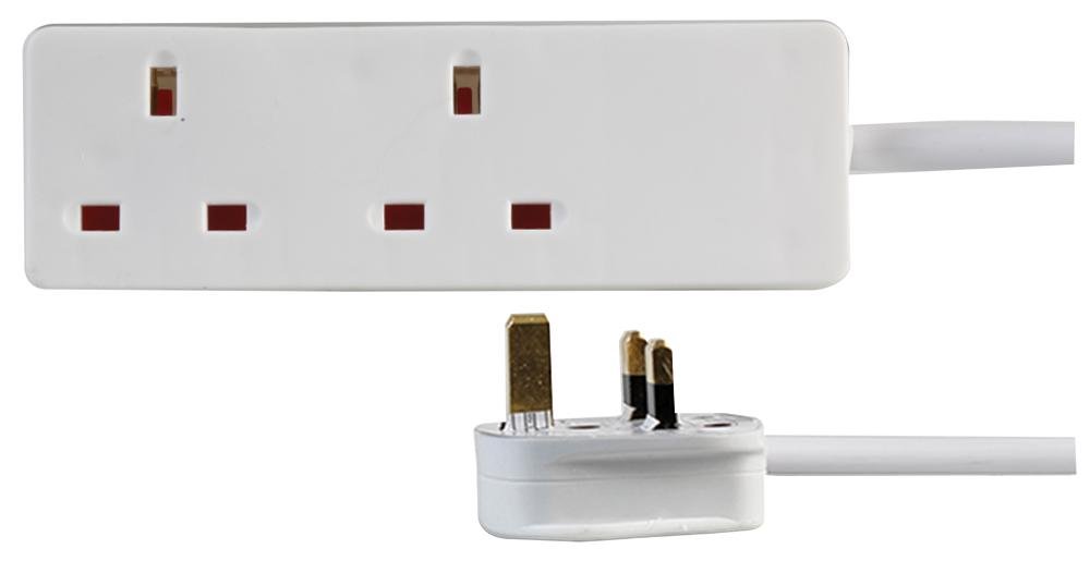 PRO ELEC PELB1912 2 Gang Extension Lead 1m, White