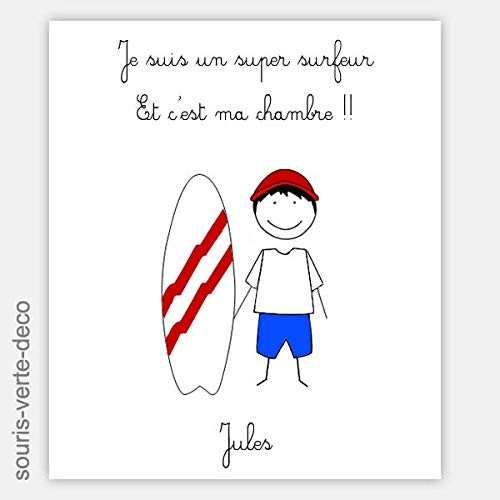 Plaque De Porte Personnalisable Deco Chambre Garcon Et Bebe Deco Surfeur Deco Sport Plaque De Porte Surfeur Avec Prenom Cadeau Naissance Personnalise Deco Surf Personnalisable Chambre D Enfant Produits Handmade Atahari Com