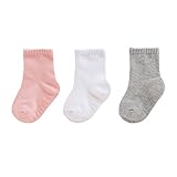 Carter's Boys' Girl Crew Socks (3 Pack) Baby, Pink/Grey/White, 3-12 MONTHS