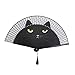Tinksky Women Cartoon Cat Folding Silk Fan Handheld Fan (Black)