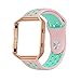 LoveBlue for Fitbit Blaze Band,Fitbit Blaze Sports Silicone Bracelet Strap Wristband Replacement Band Watchband with Frame for Fitbit Blaze (Pink&Azure+Rosegold Frame-Small)