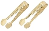Mini Gold Plated Sugar Tongs Rose Pattern 2 Pk. 4 Inch
