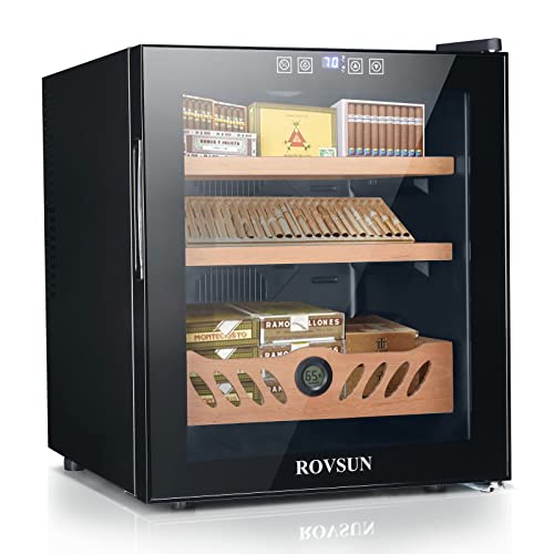 ROVSUN 50L Electric Cooler Humidor, 300 Counts Capacity, with Spanish Cedar Wood shelves