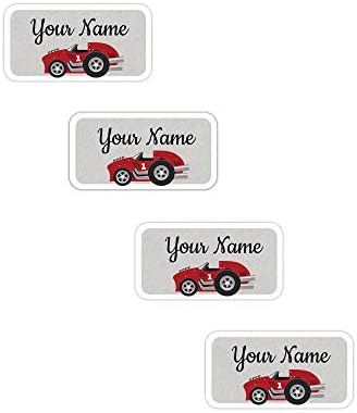 Kids Labels Peel & Stick Waterproof, Durable Personalized Stick-on Clothing Name Labels - 112 Clothing Labels Race Car Design
