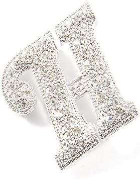 A-Z Initial - English Alphabet Letter Austrian Crystal Rhinestone Brooch Pin Fashion Multi Color, Gift for Her: Valentine's Day Mother's Day, Wedding, Bridal, Birthday, Anniversary, Christmas Gift (H)