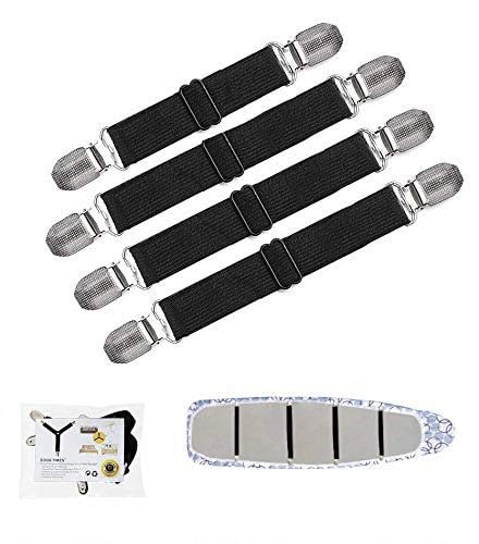 Goodtimes Ironing Board Cover Clips, Adjustable Ironing Board Pad Braces Fasteners Mini Suspenders - Keep Cover Flat and Secure Tention Clips