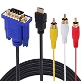 Yeworth 1.8m/6ft HDMI to VGA 3RCA Cable, HDMI Male to VGA Male 3RCA Male Video Audio AV Component Converter Adapter Cable Gold Plated for HDTV Satellite TV, RGB Component Video and most LCD Projectors
