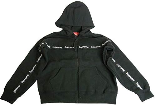 supreme text stripe zip up hooded sweatshirt