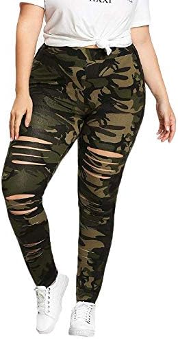 Trousers TUDUZ Women Plus Size Camouflage Workout Running Leggings Sport Training Fitness Hole Casual Athletic Pants