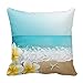 HLPPC Plumeria Starfish Beach Tropical Hawaii Throw Pillow Cover Polyester Pillowcase Cushion Cover 18 x 18 Inches