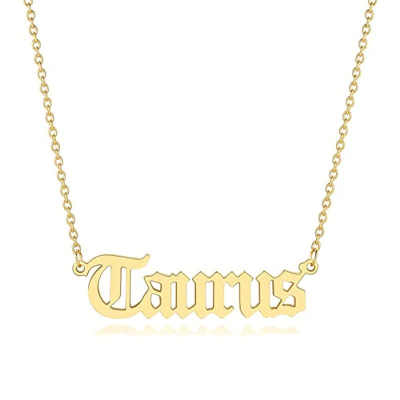 South Coast Jewellery Taurus Zodiac Horoscope Birth Star Sign Necklace Gold Stainless Steel