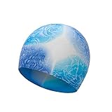 Women Silicone Swim Cap for Short Hair Reduce Drag Speed Up for Professional Swimmer Energetic Color Light Blue Rose Cap