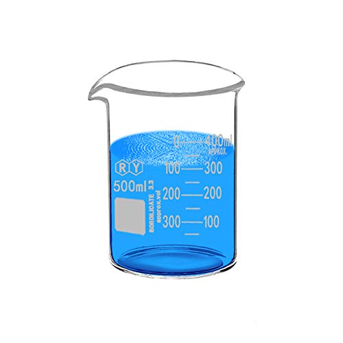 Glass Beakers 500ml Borosilicate Graduated Measuring Low Form Beaker - Thumbnail 7