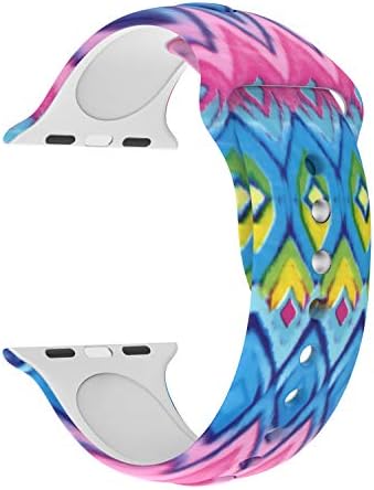 Usitek Sport Band Compatible with iWatch 44mm/42mm 40mm/38mm, Soft Silicone Sport Strap Replacement Floral Printed Bands Compatible for iWatch Series 4/3/2/1 S/M M/L for Women/Men