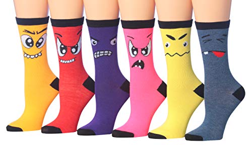 Tipi Toe Women's 12 Pairs Colorful Patterned Crew Socks (WC82-AB)