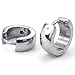 KONOV Mens Womens Stainless Steel Classic Plain Cambered Stud Huggie Hoop Earrings Set, Silver