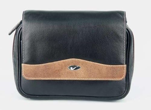 Pfeifentaschen Leather Black/Brown Metal Logo Pipe with Tobacco Pouch and Box for 4