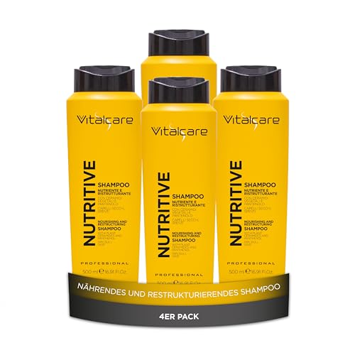 Vitalcare | Nutritive – Pflegendes und restrukturierendes Shampoo, Shampoo für trockenes und glanzloses Haar, mit pflanzlichen Ceramiden und Panthenol, 4 x 500 ml