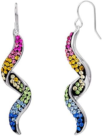 Crystalogy Rainbow Crystal Silver Plated Dangle Earrings