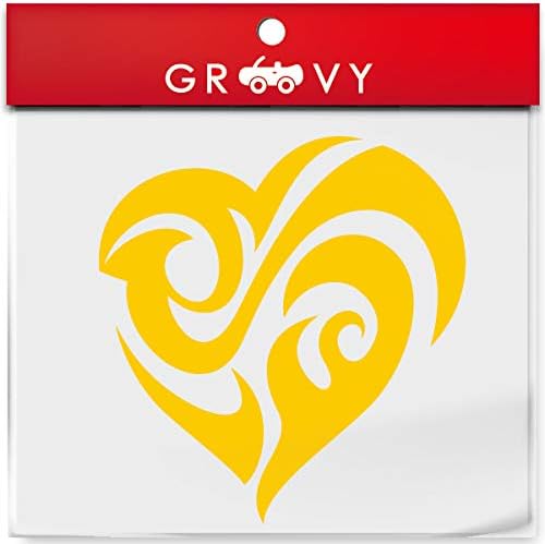 Amazon ハート かっこいい シール Ver1 給油口 サイドミラー スノーボード ノートパソコン Macbook 車 自動車 エンブレム ステッカー デカール 903 イエロー ステッカー デカール 車 バイク