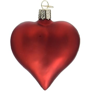 Old World Christmas Assortment Glass Blown Ornaments for Christmas Tree,Large Matte Red Heart