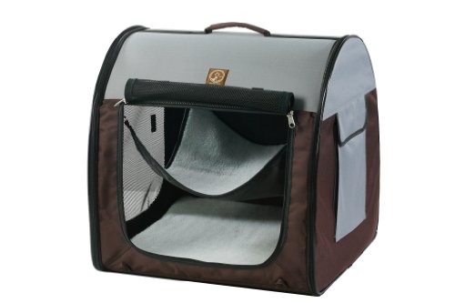 One for Pets Fabric Portable Pet Kennel, Single, Grey/Brown, 20"x20"x19.5"