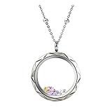 EVERLEAD Living Memory Diamond Cutting Screw Floating Locket 316l Stainless Steel Toughened Glass
