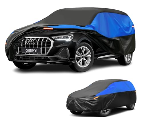 Gunhyi Waterproof Breathable Car Cover Canvas for Audi Q3 SQ3 RS Q3 Black and Blue Car Cover Full Cover for Garage Protects from Rain, Sun and Dust.