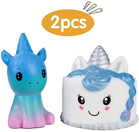 AILIMY 2PCs Squishies Galaxy Unicorn / Unicorn Cake Jumbo Slow Rising Kawaii Cute Creamy Food Scent for Kids Party Toys