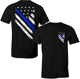 Thin Blue Line Cops USA Flag Police Men's T Shirt (3XL)