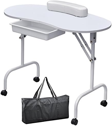 Portable &amp; Foldable Professional Manicure Table Nail Technician Desk Workstation with Bag