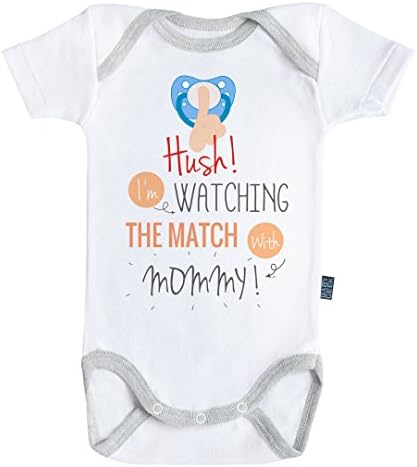Hush! I'm watching the match with mommy bodysuit / onesie short sleeves - 100% cotton - Baby Geek (6-12M)