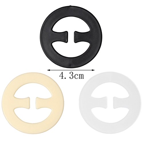 Wode Shop 6 pcs Bra Strap Clips Set, 3 pcs Bra Straps Holder and 3 pcs Bra Clips for Full Cup Size(Black, White, Beige)