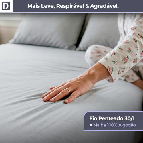 Decolab Jogo de Lençol Malha 100% Algodão Extra Macio - Roupa De Cama Antiácaro, Inclui Lençol Com Elástico (Forro) E Fronhas (Cinza-escuro, Solteiro Completo)
