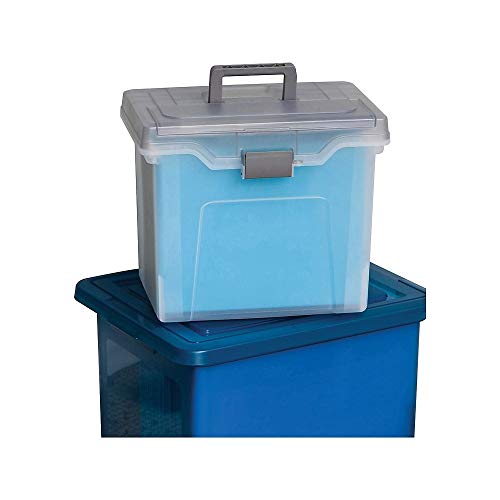 Staples 757455 Portable File Box Letter Size Clear w/Gray Lid (110991