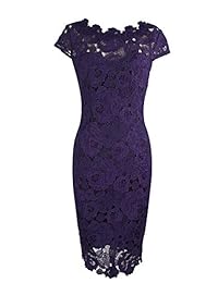 VFSHOW vestido elegante de encaje floral para cóctel, fiesta, delgado, con vaina