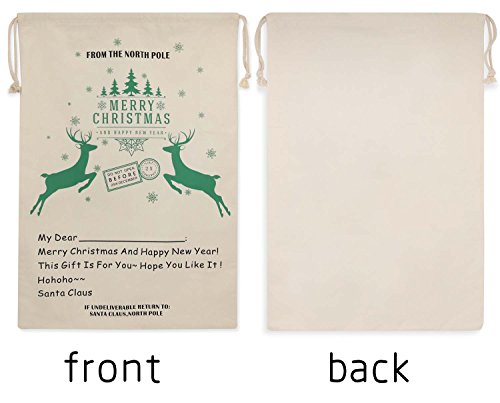 Bonison Christmas Bag Santa Sack Canvas Bag for Gifts Santa Sack Special Delivery Extra Large Size 27.6"x19.7" (White Pattern 0) - Thumbnail 4