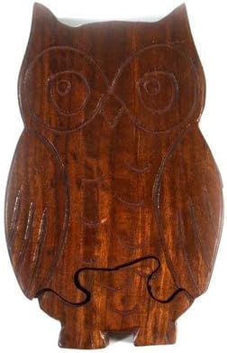 Fair Trade Wooden Puzzle Boxes by Handmade Expressions (Owl)
