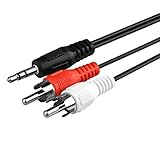 Insten 3.5mm to RCA Adapter Cable, Compatible with iPod MP3 Cell Phone Smartphone Tablet PC Computer Speaker TV HDTV Audio Aux Auxiliary Y Cable Stereo Cord 6 Feet (3.5 mm to 2-Male RCA)