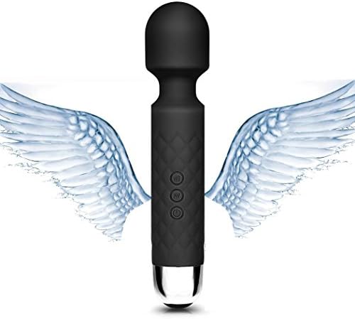 Cordless Wand Massager for Back Neck Shoulder with 8 Powerful Speeds &amp; 20 Vibration Modes ,Rechargeable Handheld Personal Wand Massager by Whisper Quiet&amp; Waterproof (black)