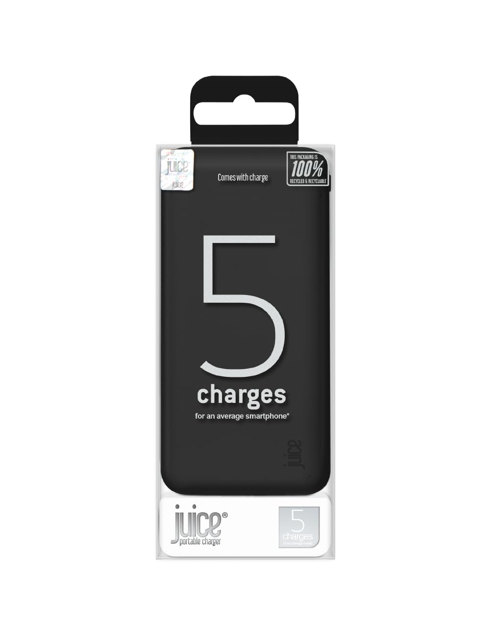 Juice Power Bank 15000mAh, Portable Charger with 3 Ports (2×USB-A & USB-C In/Out), Fast Charging Battery Pack with 5 Full Charges for Smartphones, Tablets & Devices – Black