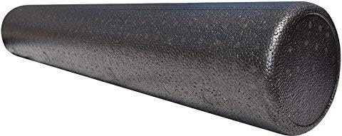 LuxFit Premium High Density Foam Roller 6" x 18" Round Extra Firm with 1 Year Warranty - Black