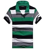 Aoibox Men's Short Sleeve Striped Polo Shirt