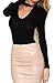 PROGRACE Womens V Neck Choker Halter Long Sleeve Bodycon Leotard Jumpsuit Black S