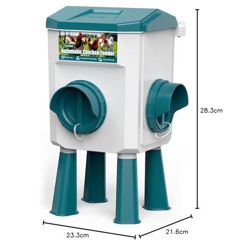 CHAMUTY 7 kg Automatic Chicken Feeder with No Waste 2 Ports, Chicken Seed Dispenser, Automatic Chicken Feeder for Chickens, Ducks, Geese, Birds